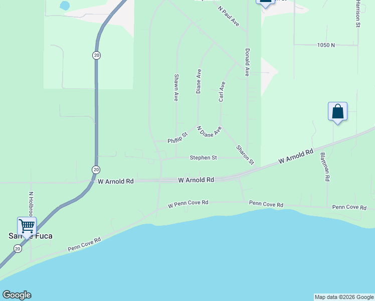 map of restaurants, bars, coffee shops, grocery stores, and more near 1671 Phillip Street in Oak Harbor