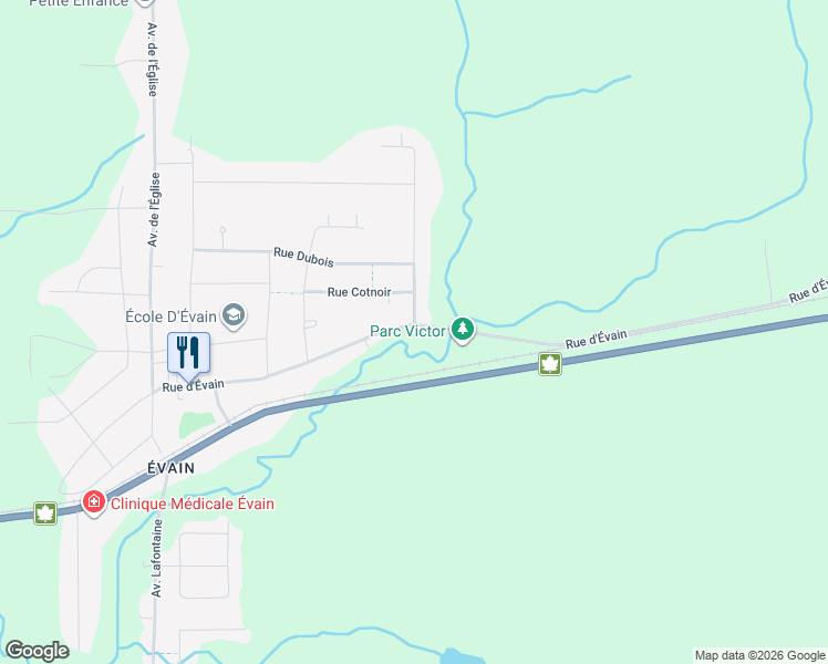 map of restaurants, bars, coffee shops, grocery stores, and more near 113 Rue d'Évain in Rouyn-Noranda
