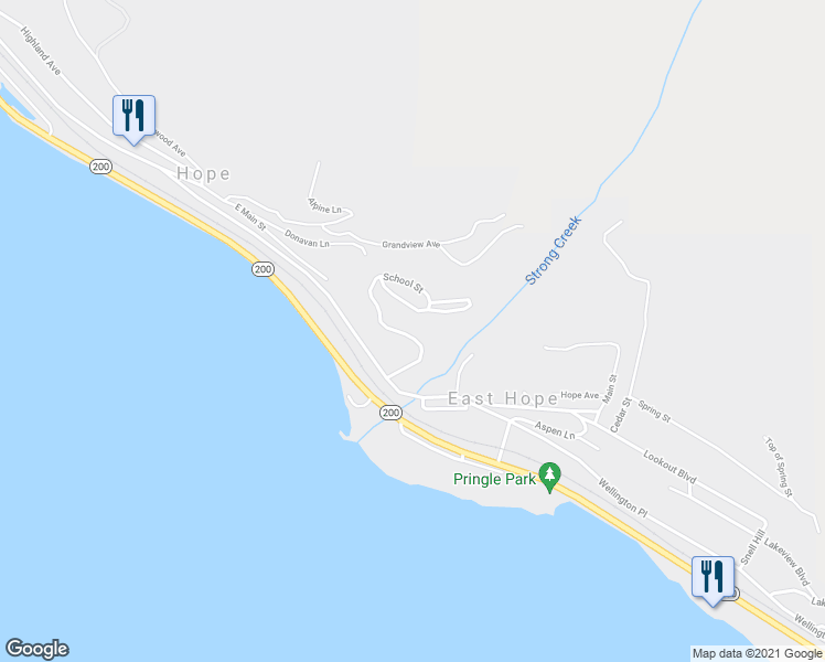 map of restaurants, bars, coffee shops, grocery stores, and more near 311 School Street in Hope