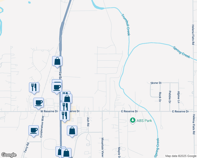 map of restaurants, bars, coffee shops, grocery stores, and more near 184 Weimar Way in Kalispell