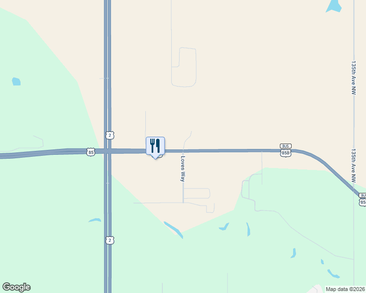 map of restaurants, bars, coffee shops, grocery stores, and more near 13565 57th Street Northwest in Williston