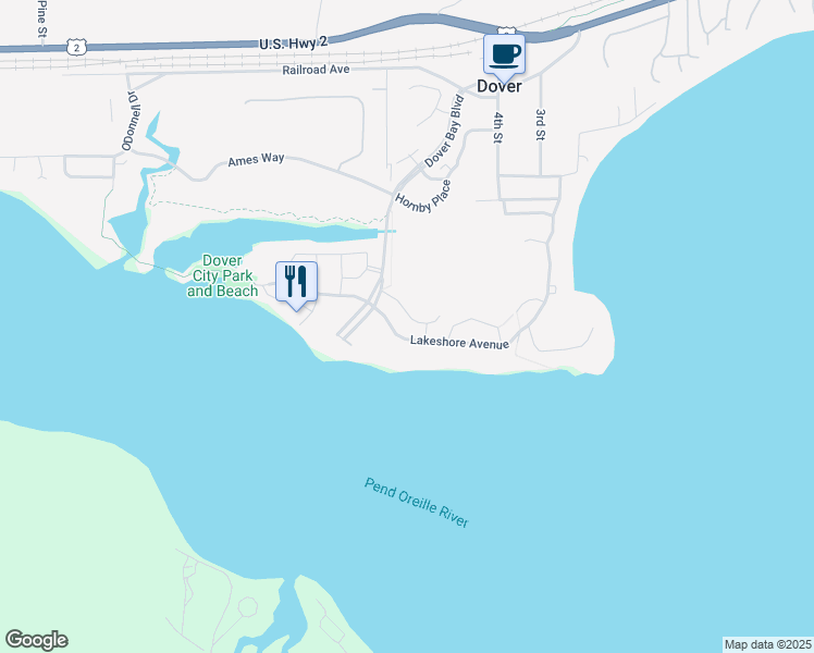 map of restaurants, bars, coffee shops, grocery stores, and more near 509 Lakeshore Avenue in Dover