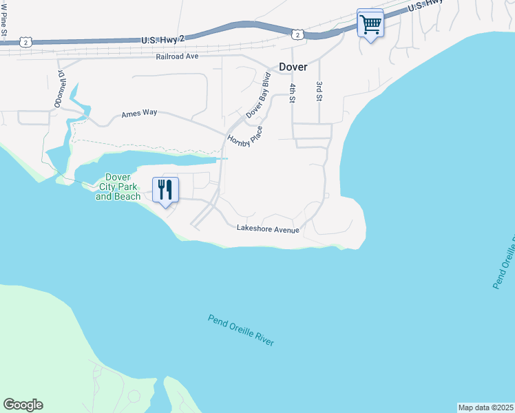 map of restaurants, bars, coffee shops, grocery stores, and more near in Dover