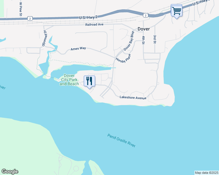 map of restaurants, bars, coffee shops, grocery stores, and more near 659 Lakeshore Ave in Dover