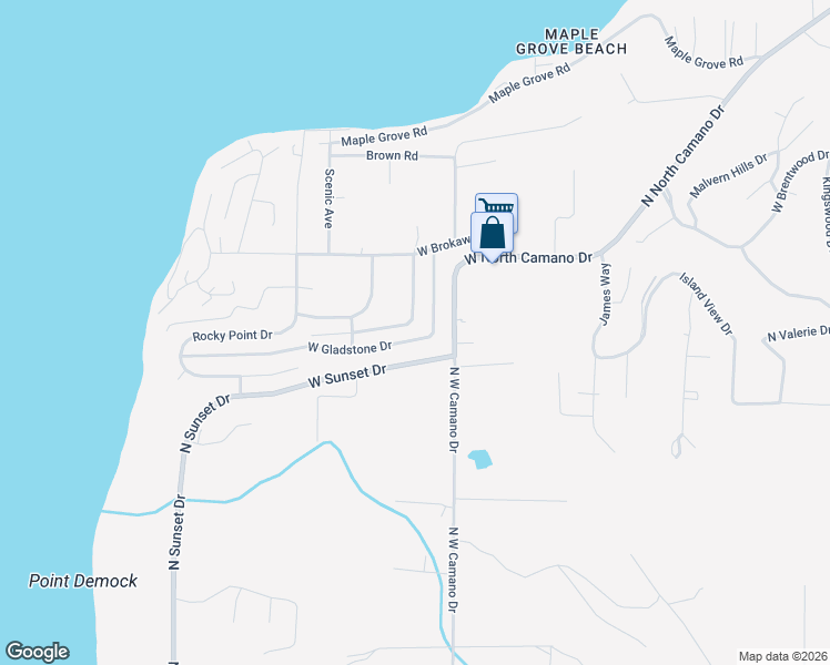 map of restaurants, bars, coffee shops, grocery stores, and more near 736 West Flintstone Drive in Camano