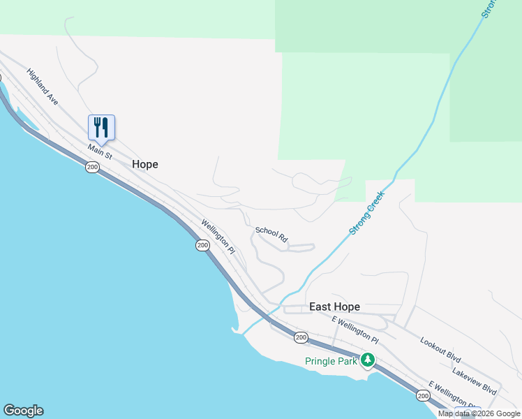 map of restaurants, bars, coffee shops, grocery stores, and more near Grandview Avenue in Hope