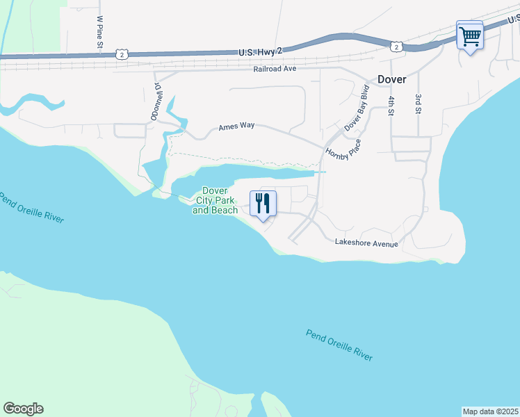 map of restaurants, bars, coffee shops, grocery stores, and more near 659 Lakeshore Avenue in Dover