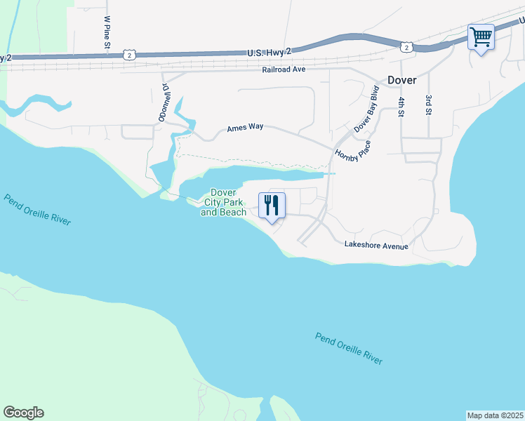 map of restaurants, bars, coffee shops, grocery stores, and more near 659 Lakeshore Avenue in Dover