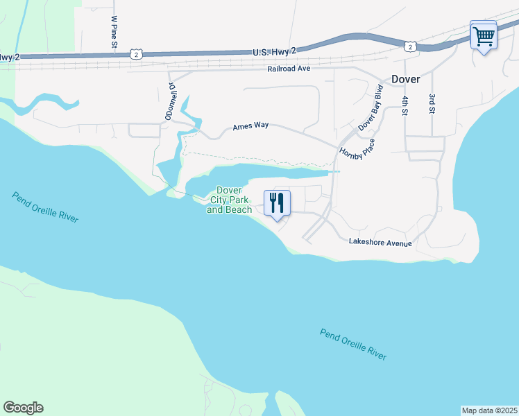 map of restaurants, bars, coffee shops, grocery stores, and more near 659 Lakeshore Avenue in Dover