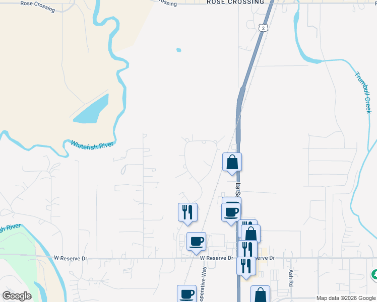 map of restaurants, bars, coffee shops, grocery stores, and more near 687 Shadow Lane in Evergreen