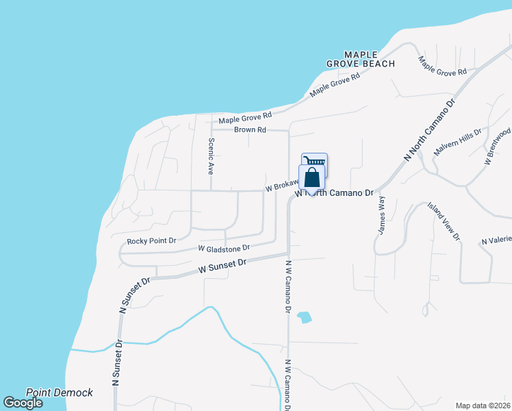 map of restaurants, bars, coffee shops, grocery stores, and more near 700 West Flintstone Drive in Camano