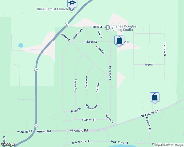 map of restaurants, bars, coffee shops, grocery stores, and more near 1024 Diane Avenue in Oak Harbor