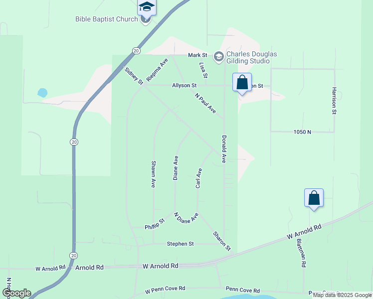 map of restaurants, bars, coffee shops, grocery stores, and more near 1024 Diane Avenue in Oak Harbor