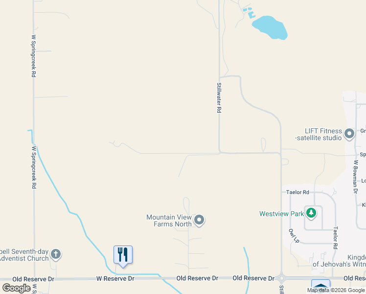 map of restaurants, bars, coffee shops, grocery stores, and more near 1078 Stillwater Road in Kalispell