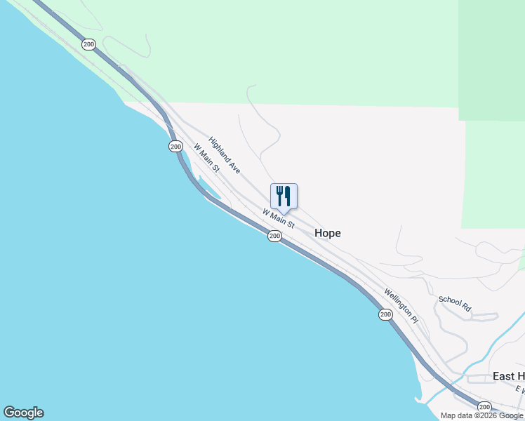 map of restaurants, bars, coffee shops, grocery stores, and more near Main Street in Hope