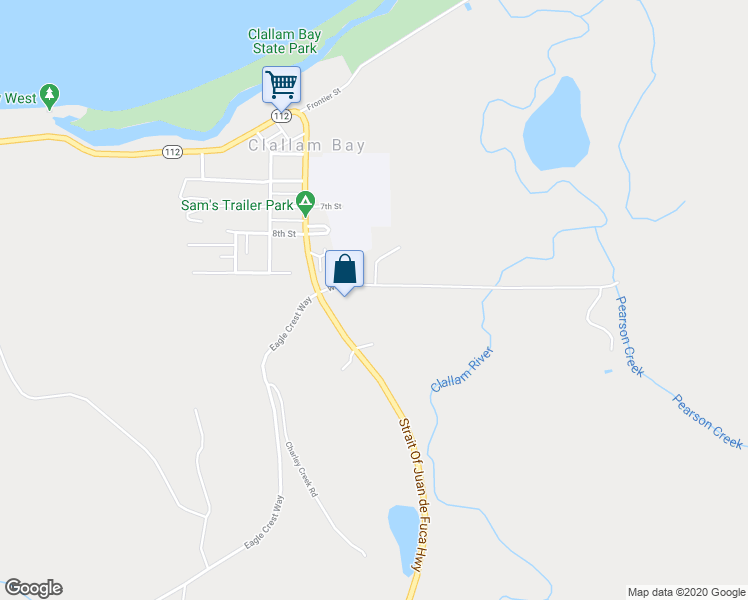 map of restaurants, bars, coffee shops, grocery stores, and more near 140 Weel Road in Clallam Bay