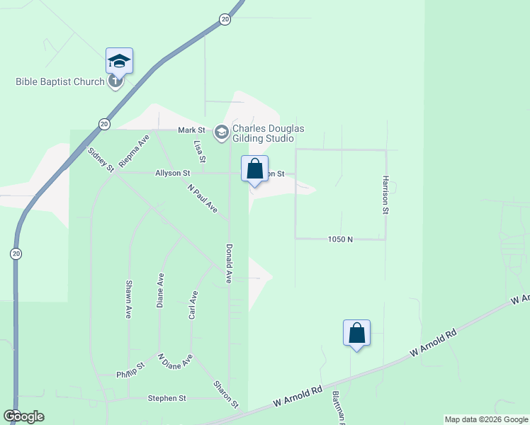 map of restaurants, bars, coffee shops, grocery stores, and more near 1063 Custer Street in Oak Harbor