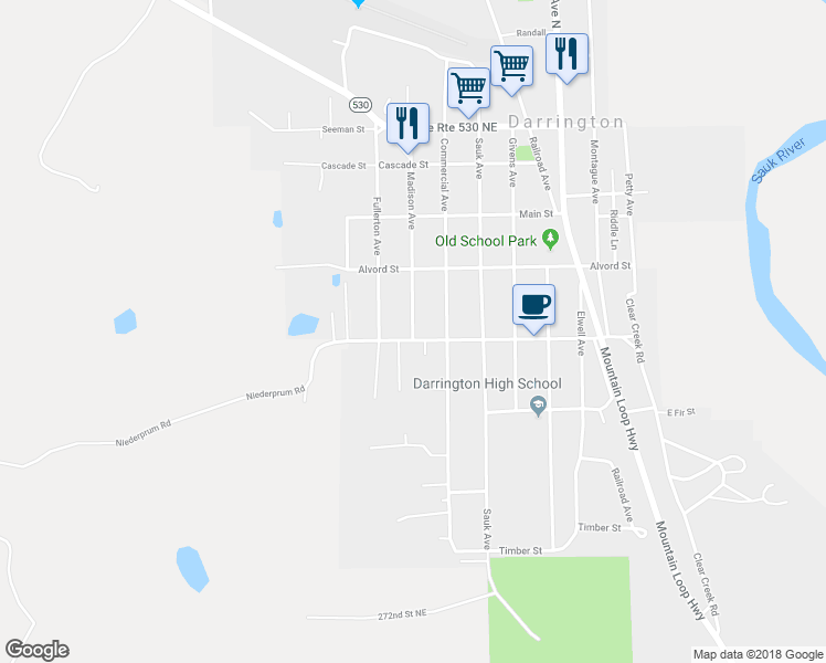 map of restaurants, bars, coffee shops, grocery stores, and more near 720 Madison Avenue in Darrington