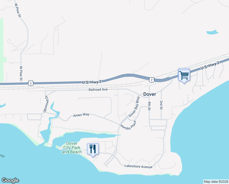 map of restaurants, bars, coffee shops, grocery stores, and more near 116 Mill Road in Dover