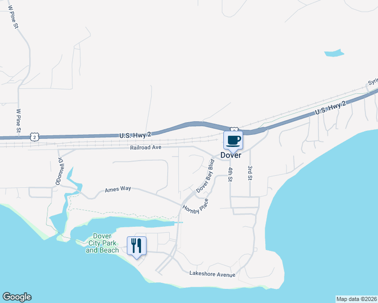 map of restaurants, bars, coffee shops, grocery stores, and more near 116 Mill Road in Dover