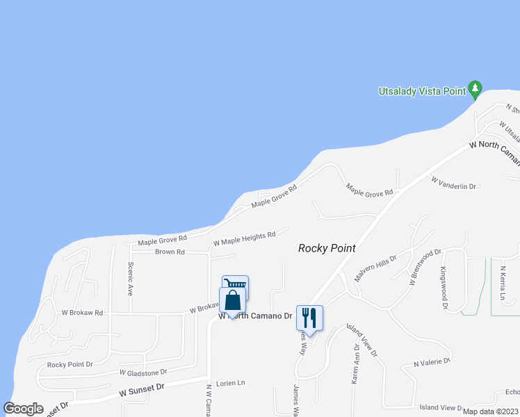 map of restaurants, bars, coffee shops, grocery stores, and more near 635 Maple Grove Road in Camano