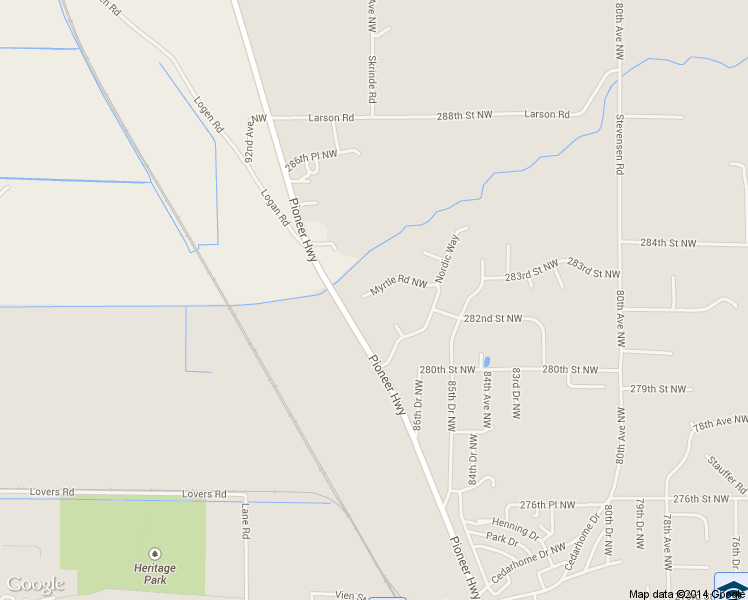 map of restaurants, bars, coffee shops, grocery stores, and more near 8706 Myrtle Road Northwest in Stanwood