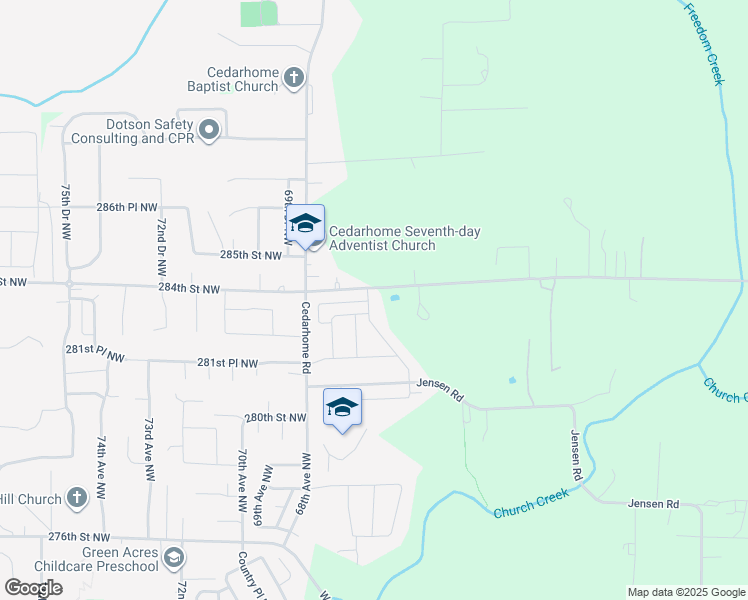 map of restaurants, bars, coffee shops, grocery stores, and more near 28319 65th Drive Northwest in Stanwood
