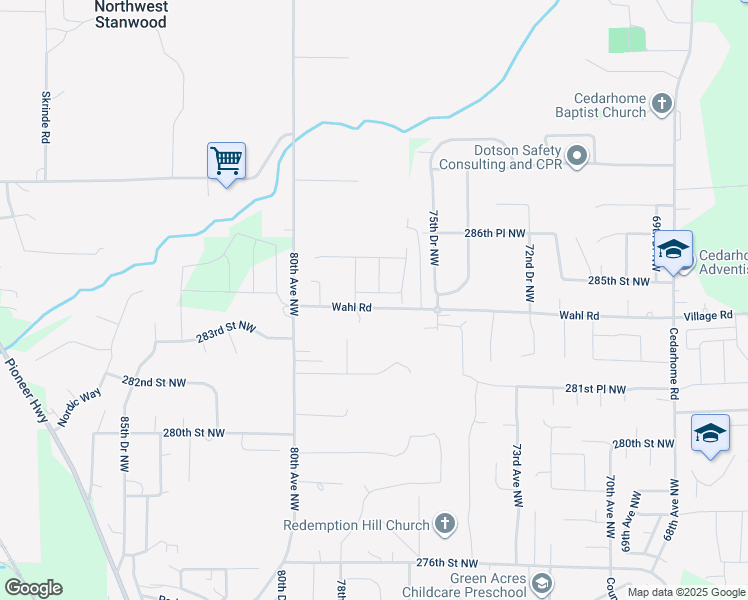 map of restaurants, bars, coffee shops, grocery stores, and more near 28201 80th Avenue Northwest in Stanwood