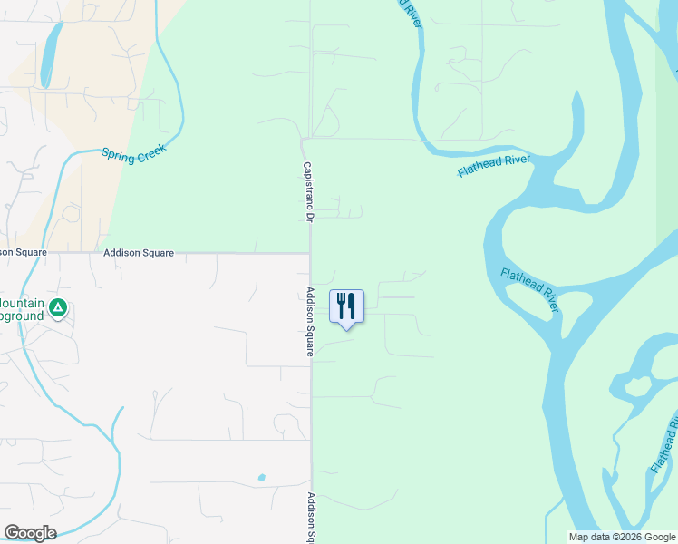 map of restaurants, bars, coffee shops, grocery stores, and more near 457 Addison Square in Kalispell