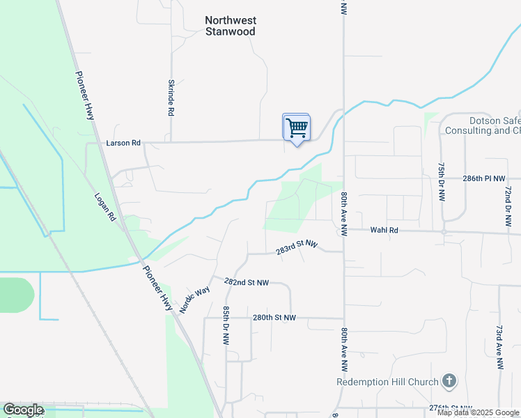 map of restaurants, bars, coffee shops, grocery stores, and more near 28416 83rd Drive Northwest in Stanwood