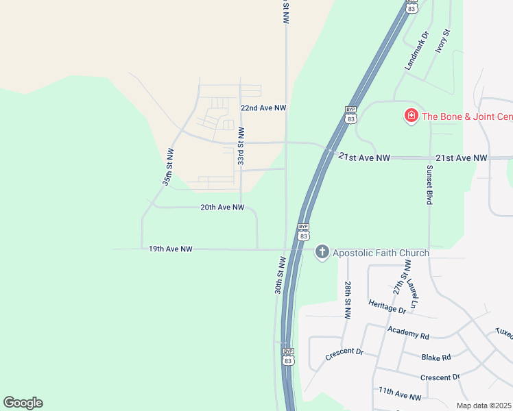 map of restaurants, bars, coffee shops, grocery stores, and more near 3200 20th Avenue Northwest in Minot