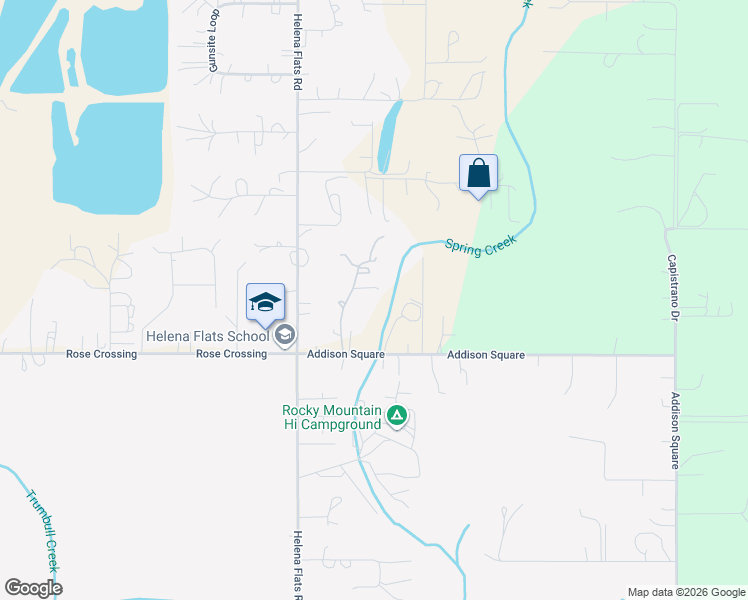map of restaurants, bars, coffee shops, grocery stores, and more near 15 Addison Court in Kalispell