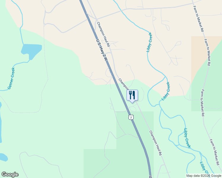 map of restaurants, bars, coffee shops, grocery stores, and more near 10036 U.S. 2 in Libby