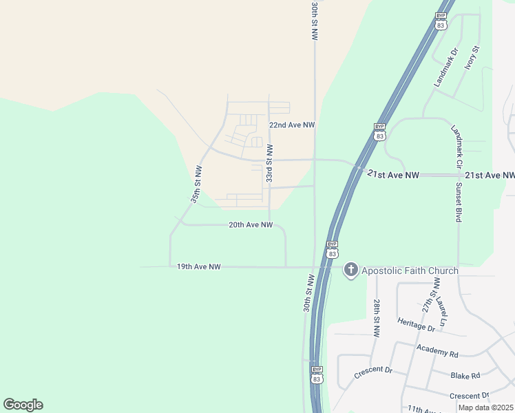 map of restaurants, bars, coffee shops, grocery stores, and more near Harvest Hills Avenue in Minot