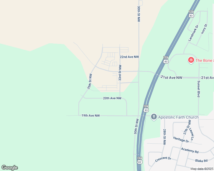 map of restaurants, bars, coffee shops, grocery stores, and more near 3334 Harvest Hills Avenue in Minot