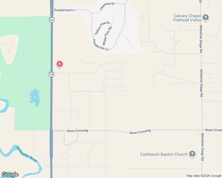 map of restaurants, bars, coffee shops, grocery stores, and more near 300 Ponderosa Lane in Kalispell