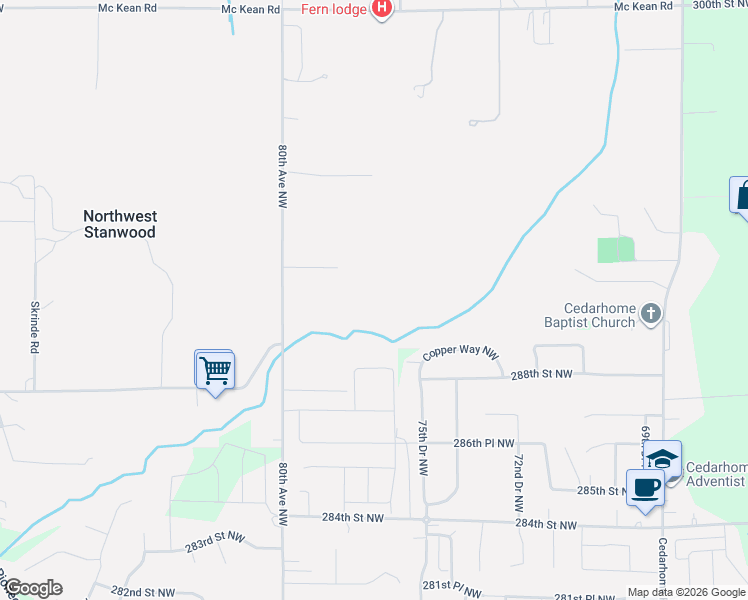 map of restaurants, bars, coffee shops, grocery stores, and more near 28801 80th Avenue Northwest in Stanwood