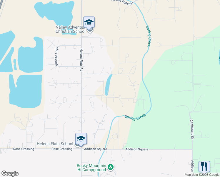 map of restaurants, bars, coffee shops, grocery stores, and more near 1139 Aspen Ln in Kalispell