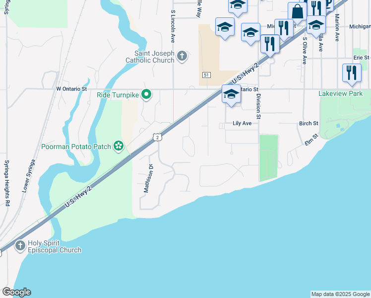 map of restaurants, bars, coffee shops, grocery stores, and more near 1028 Park Avenue in Sandpoint