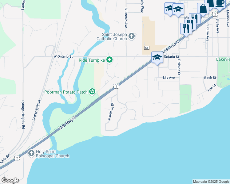 map of restaurants, bars, coffee shops, grocery stores, and more near 900 Westwood Drive in Sandpoint