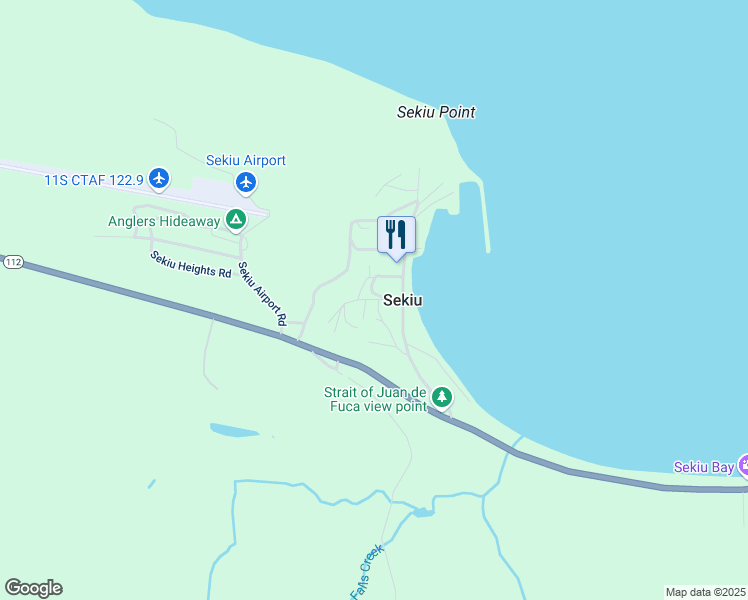 map of restaurants, bars, coffee shops, grocery stores, and more near Rice Street in Sekiu