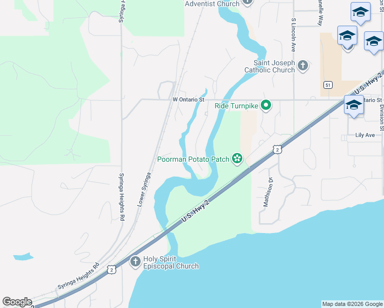 map of restaurants, bars, coffee shops, grocery stores, and more near 212 Canoe Cove in Sandpoint