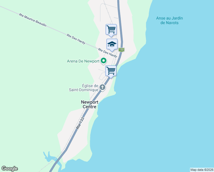 map of restaurants, bars, coffee shops, grocery stores, and more near 426 Québec 132 in Newport