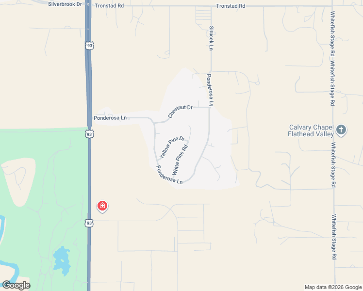 map of restaurants, bars, coffee shops, grocery stores, and more near 249 White Pine Road in Kalispell