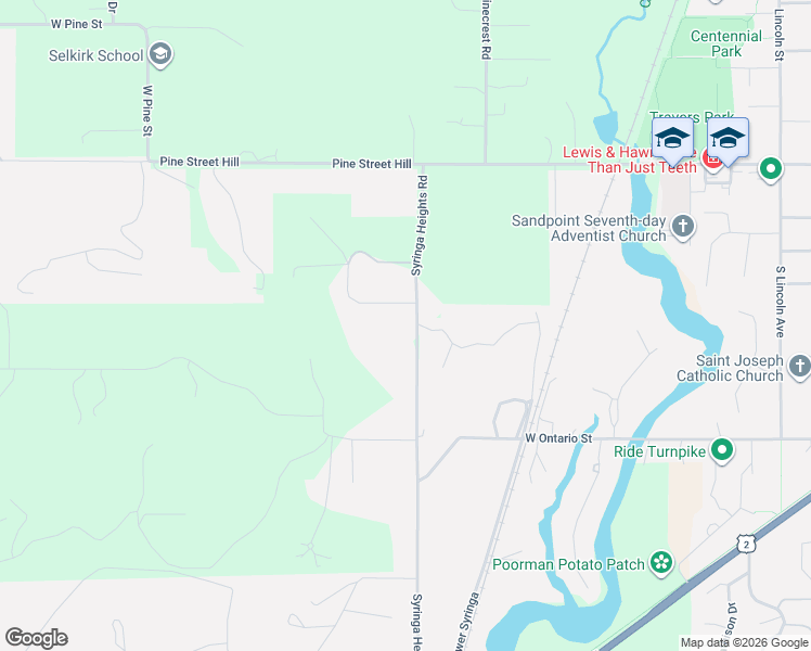 map of restaurants, bars, coffee shops, grocery stores, and more near 306 Syringa Heights Road in Sandpoint