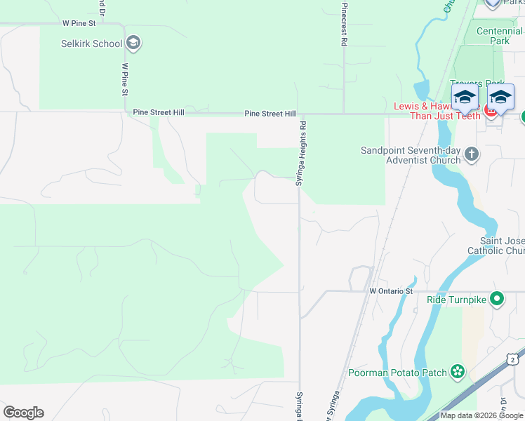 map of restaurants, bars, coffee shops, grocery stores, and more near 80 Indian Meadows Road in Sandpoint