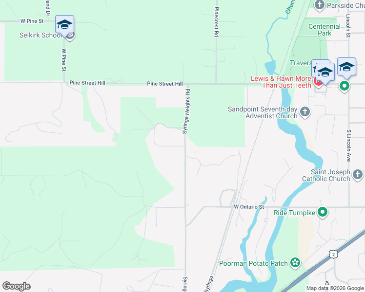 map of restaurants, bars, coffee shops, grocery stores, and more near 80 Indian Meadows Road in Sandpoint