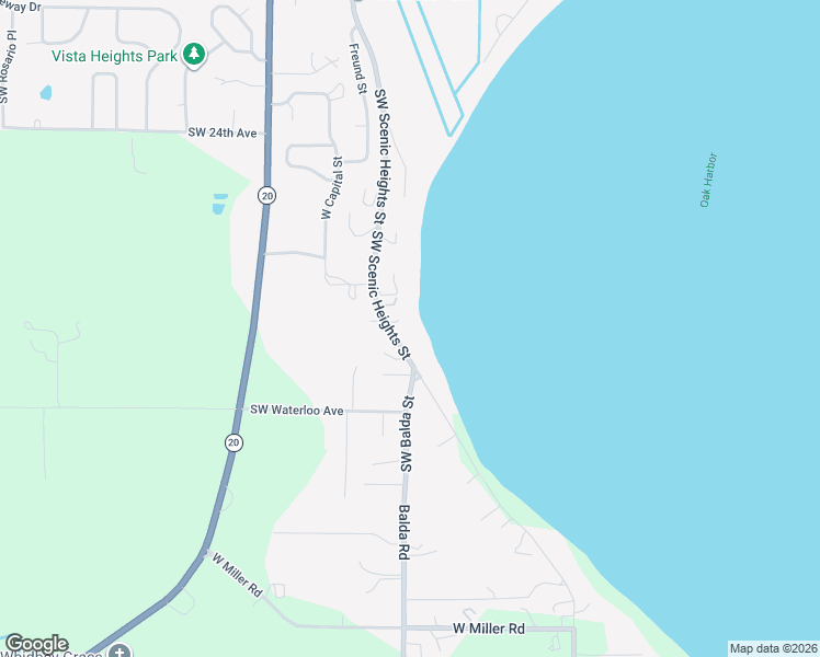 map of restaurants, bars, coffee shops, grocery stores, and more near 2990 Southwest Scenic Heights Street in Oak Harbor