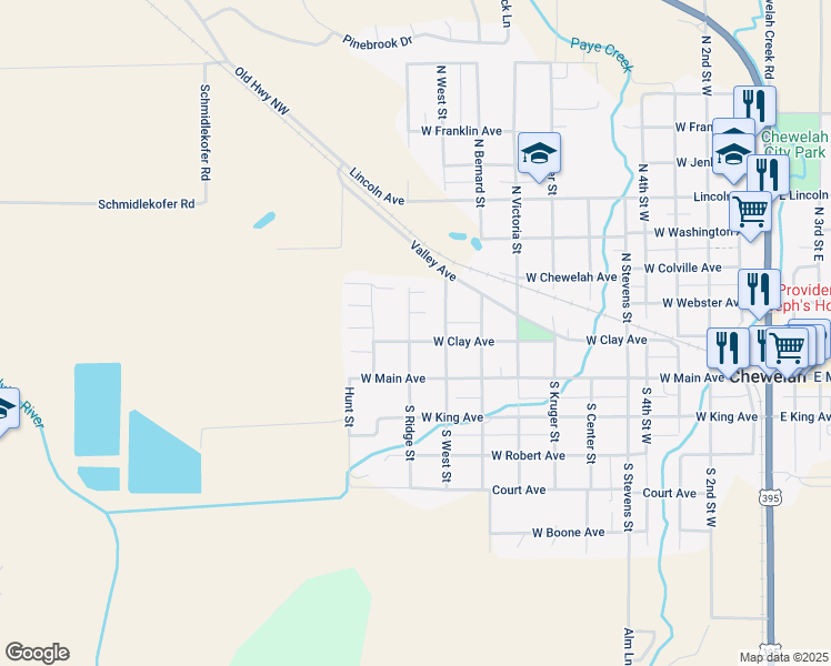 map of restaurants, bars, coffee shops, grocery stores, and more near 1006 West Clay Avenue in Chewelah
