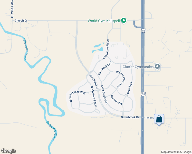 map of restaurants, bars, coffee shops, grocery stores, and more near 115 West Monture Ridge in Kalispell